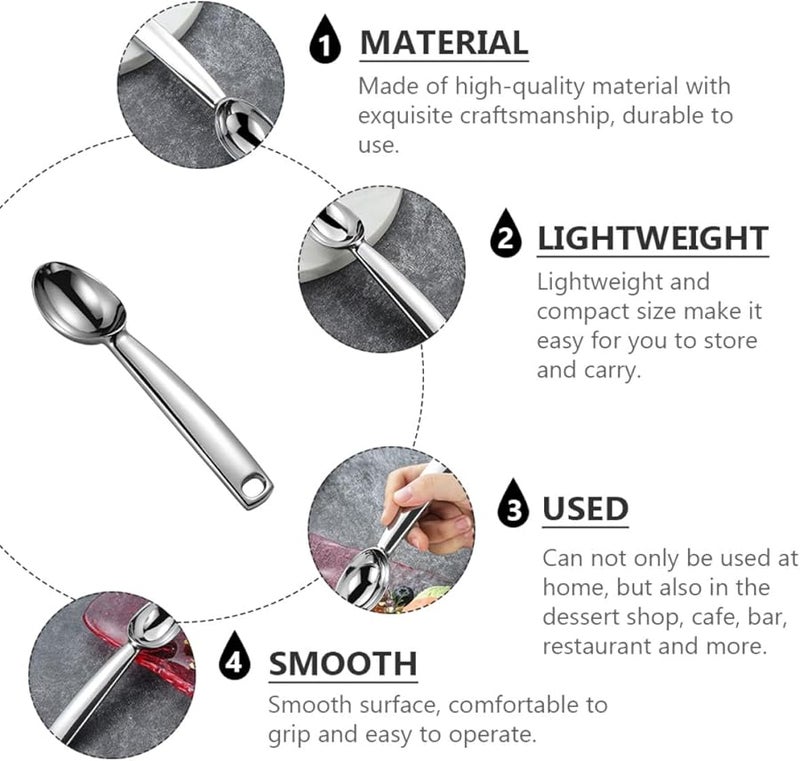 Zinc Alloy Ice Cream Scoop Multi Purpose Dessert Scooper with Hanging Hole - Image 3